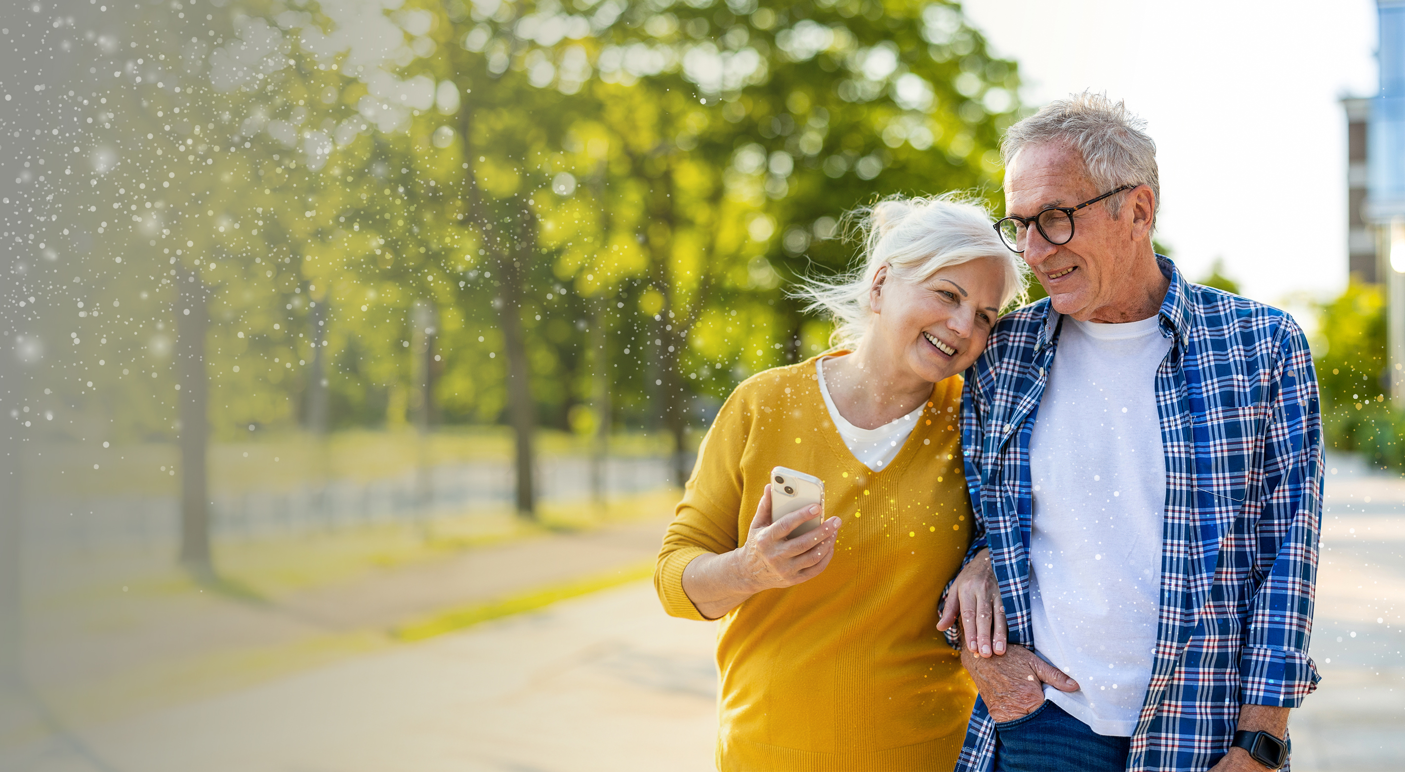 Elderly couple on a walk