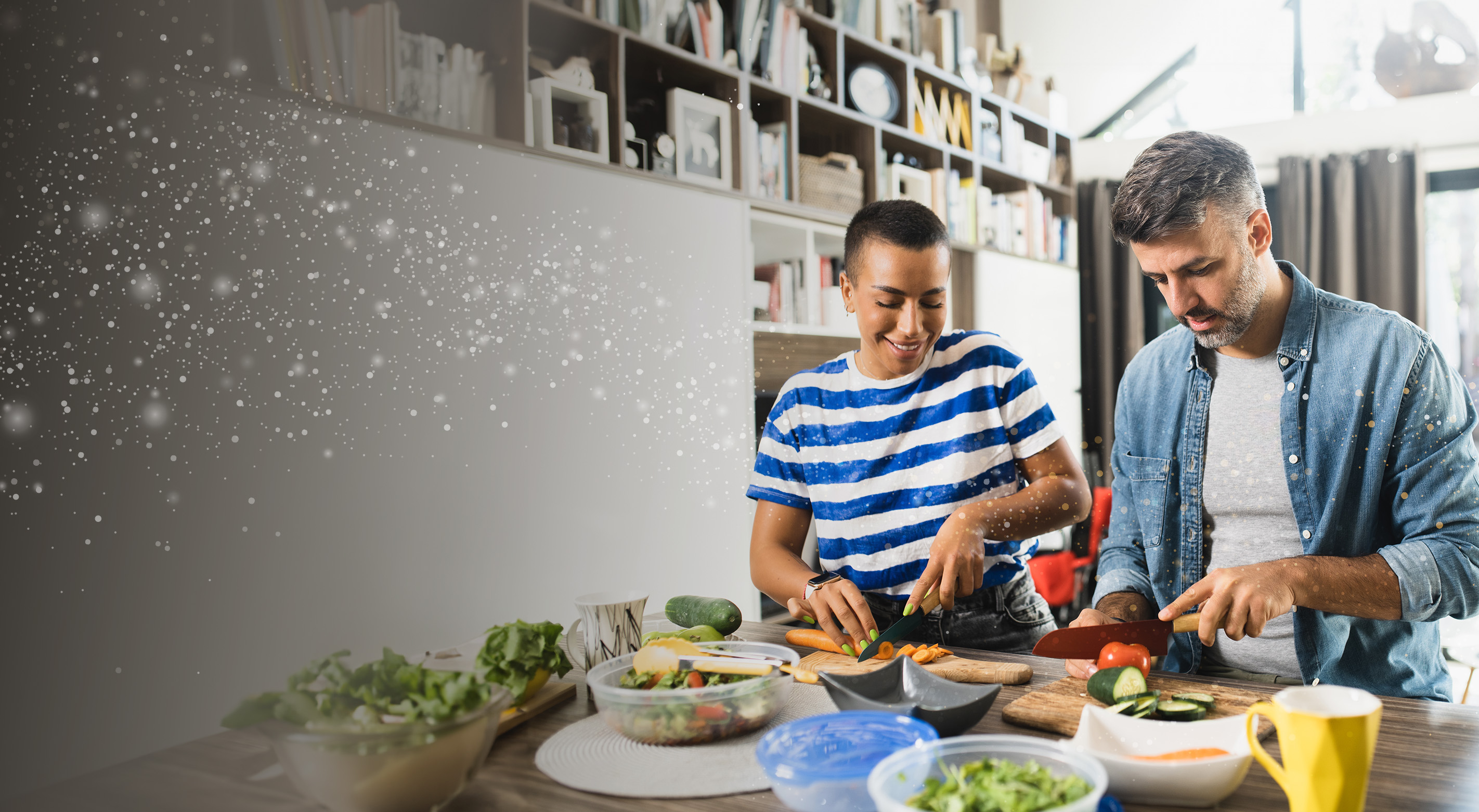 Couple preparing food