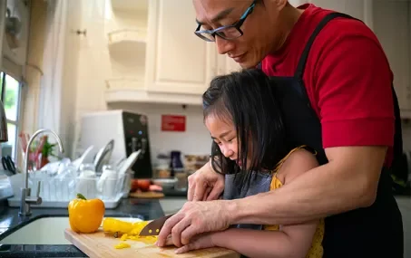 cooking in kitchen